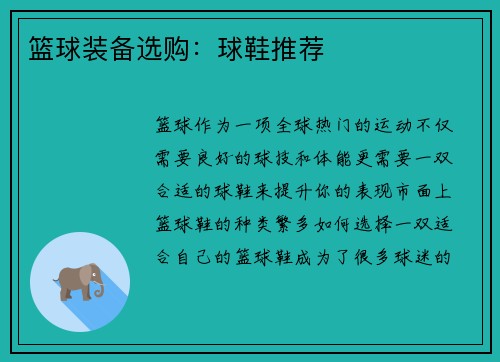 篮球装备选购：球鞋推荐